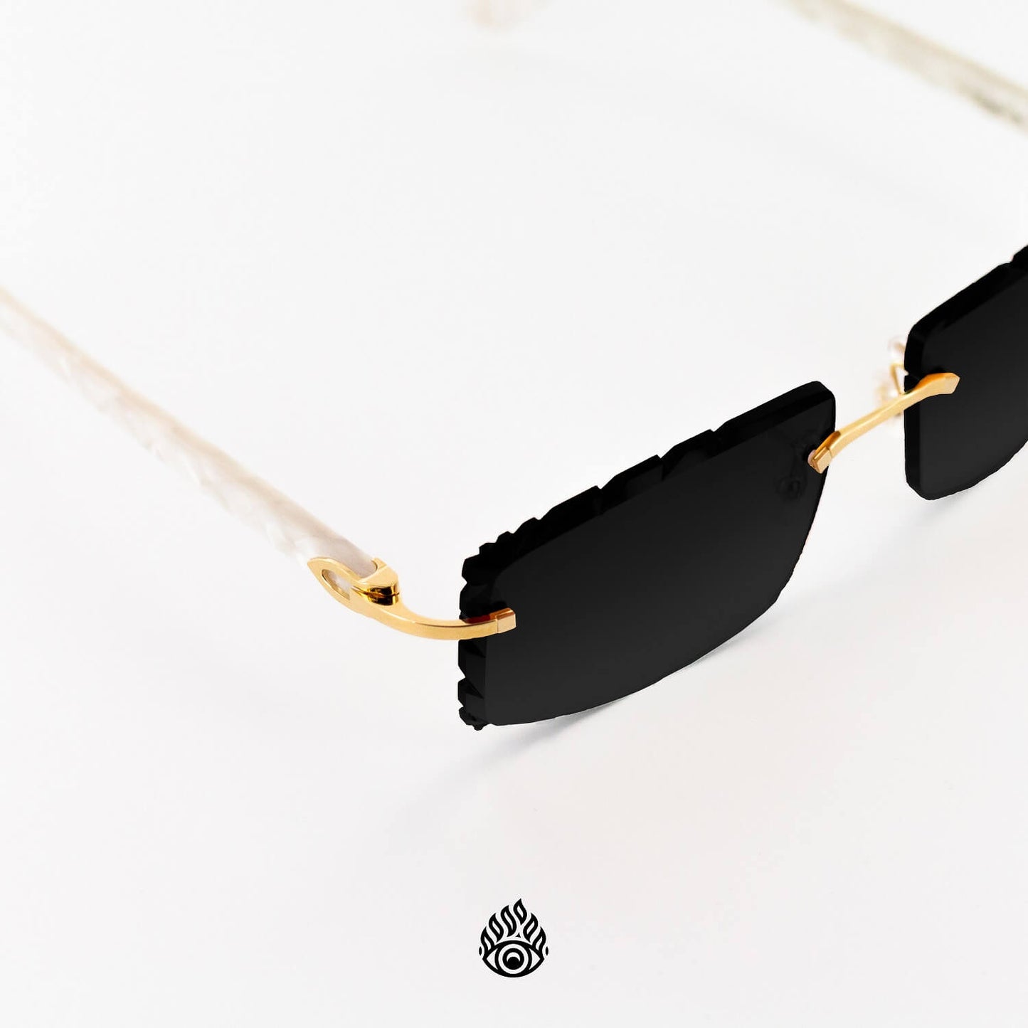 Cartier White Acetate Glasses with Gold C Decor & Blackout Lens