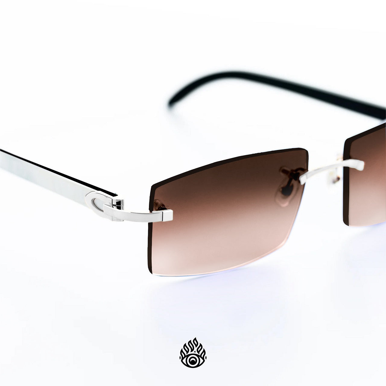 Cartier White Horn Glasses, Platinum Detail, Brown Lens CT0046O-002