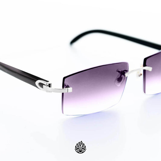 Cartier Black Horn Glasses, Platinum Detail, Purple Lens CT0049O-001