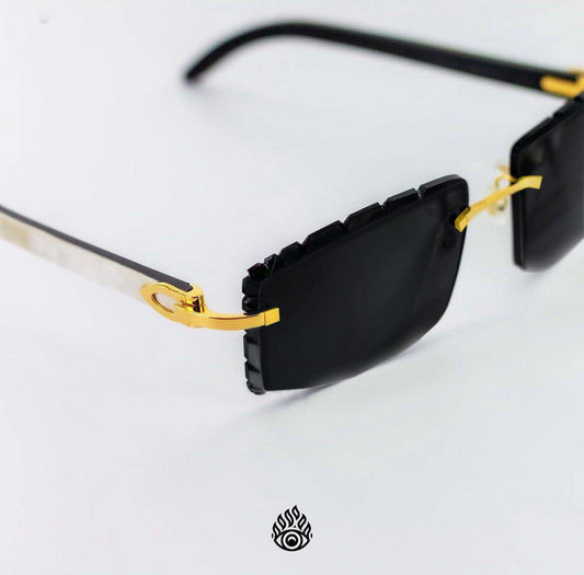 Cartier White Horn Sunglasses, Gold Detail, Blackout Lens CT0046O-001