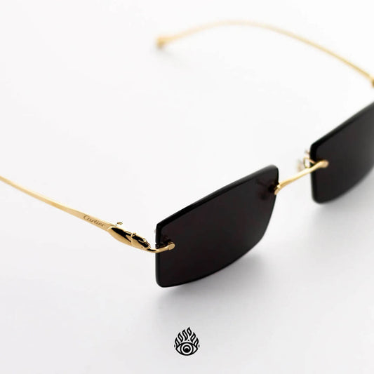 Panthère De Cartier Glasses, Gloss Gold Detail, Black Lens