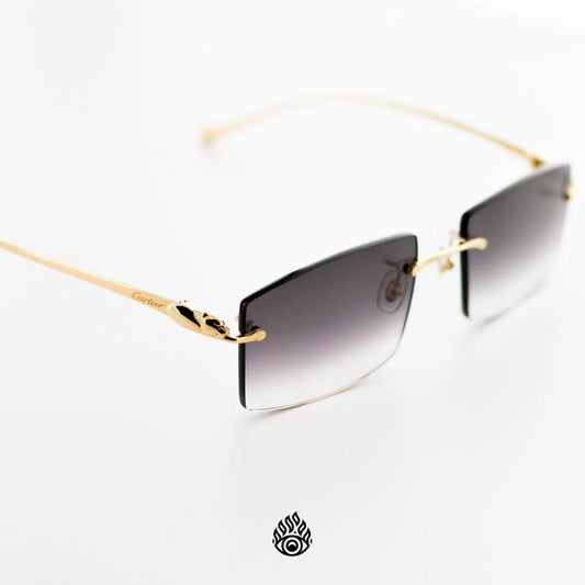 Panthère De Cartier Glasses, Gloss Gold Detail, Grey Lens