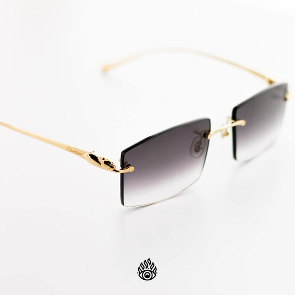 Panth re De Cartier Glasses Gloss Gold Detail Grey Lens All