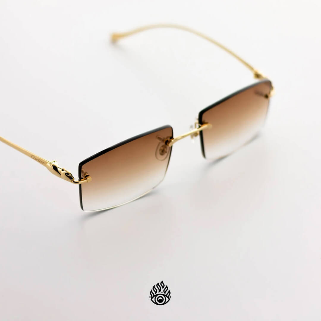 Panthère De Cartier Glasses, Gloss Gold Detail, Honey Brown Lens