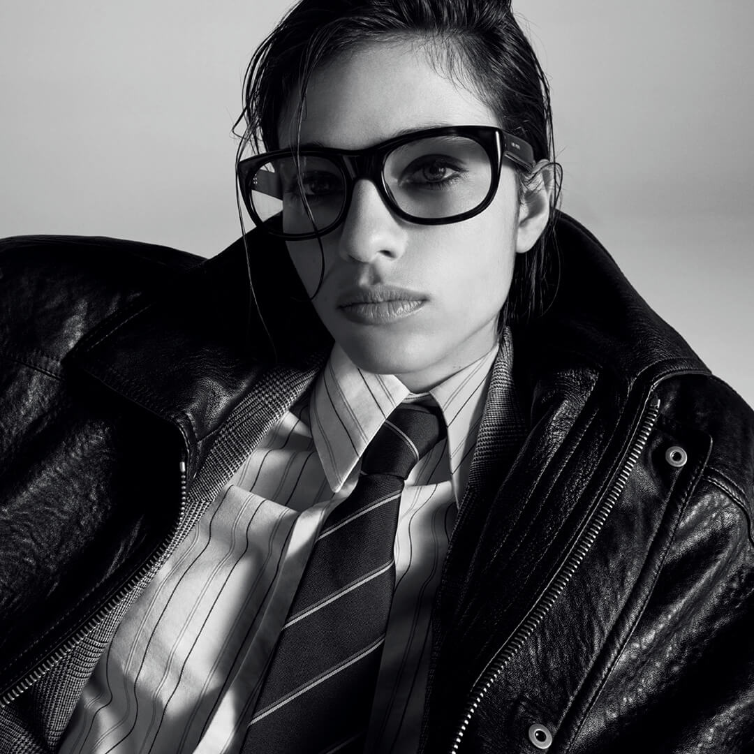 Person wearing Saint Laurent eyeglasses