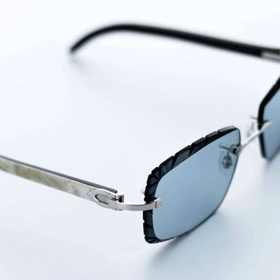 Cartier White Horn Glasses with Platinum Detail & Gradient Grey Lens CT0046O-002
