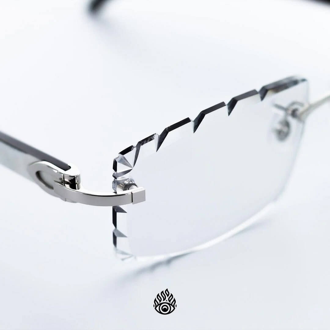 Cartier White Horn Glasses with Platinum Detail Clear Transition Lenses CT0046O 002