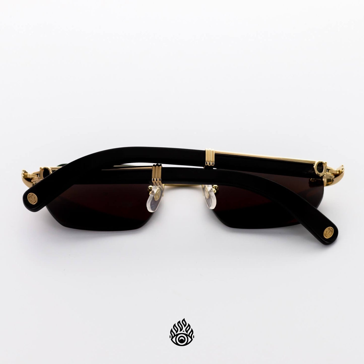 Cartier Bagatelle Black Horn Glasses, Gold C Decor, Black Lens
