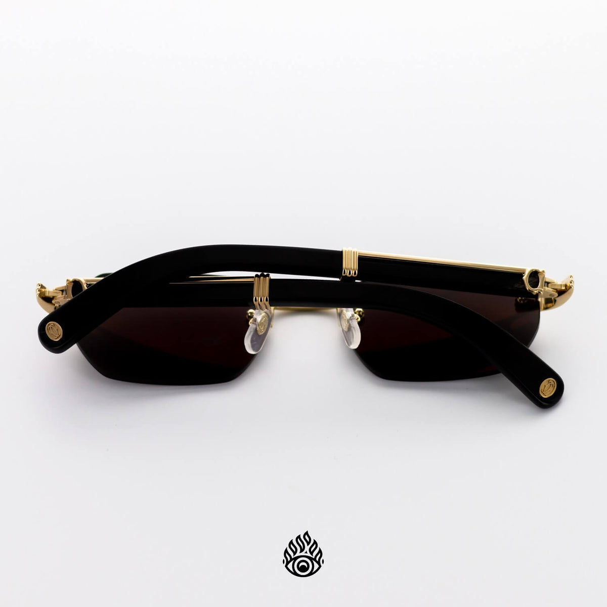 Cartier Bagatelle Black Horn Glasses, Gold C Decor, Black Lens – All ...