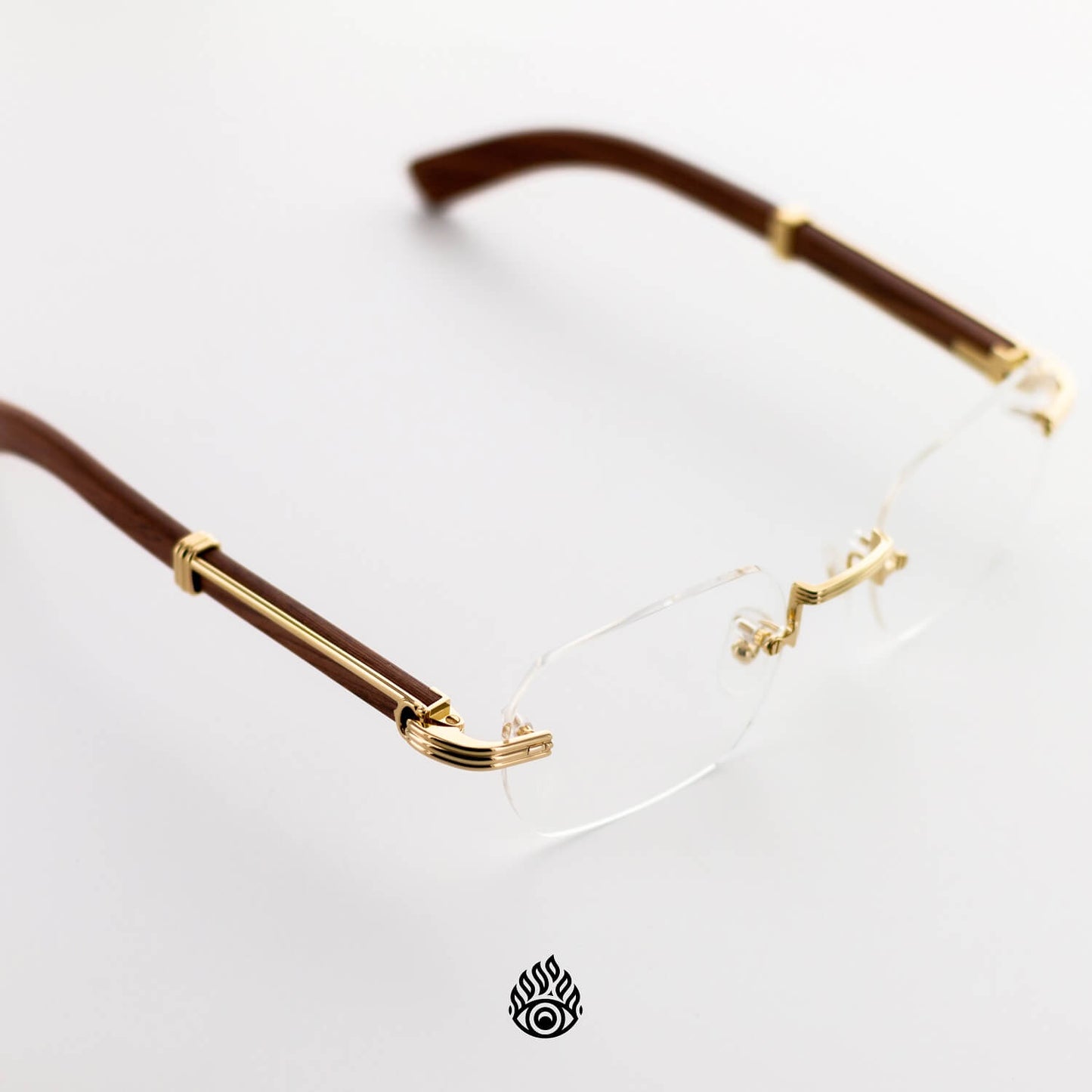 Cartier Bagatelle Wood Glasses, Gold C Decor, Clear Lens CT0377O-002