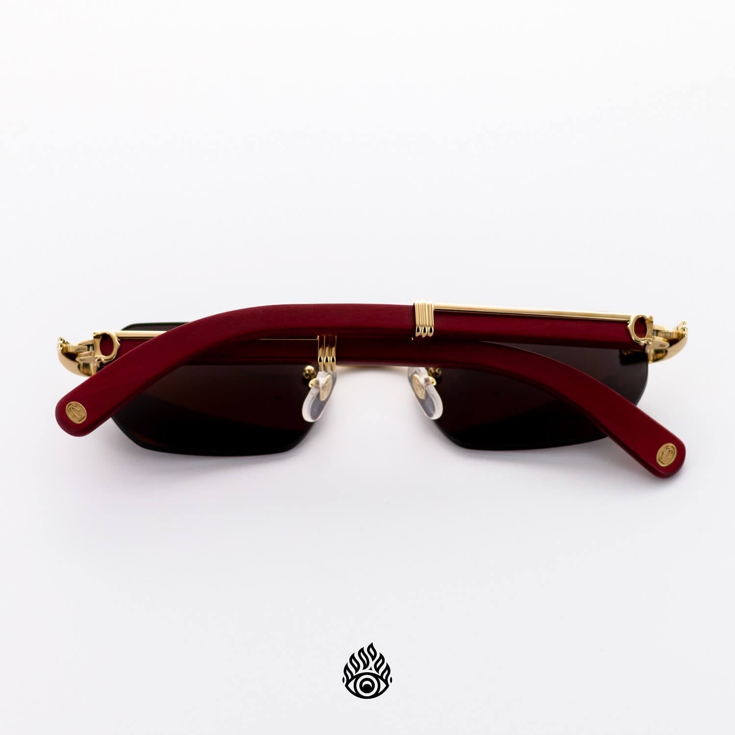 Cartier Bagatelle Red Wood Glasses Gold C Decor Black Lens All