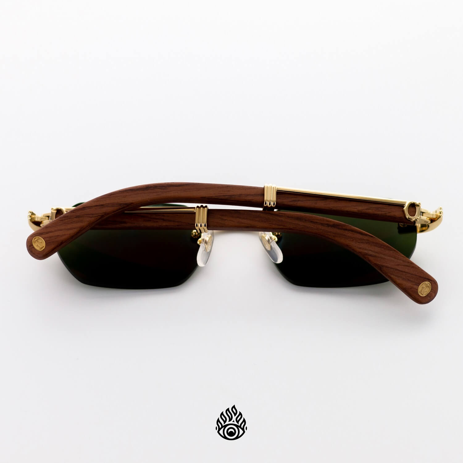 Cartier Bagatelle Wood Glasses Gold C Decor Green Lens All