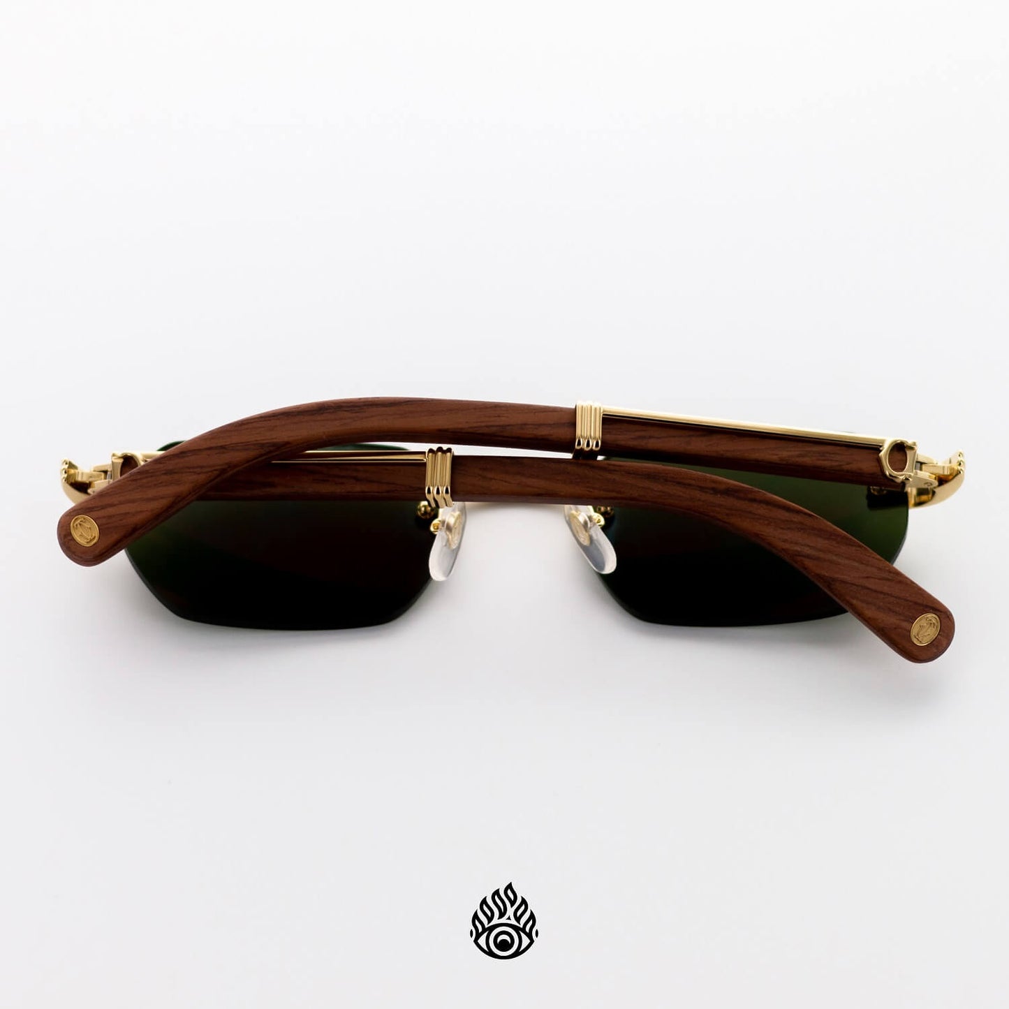 Cartier Bagatelle Wood Glasses, Gold C Decor, Green Lens