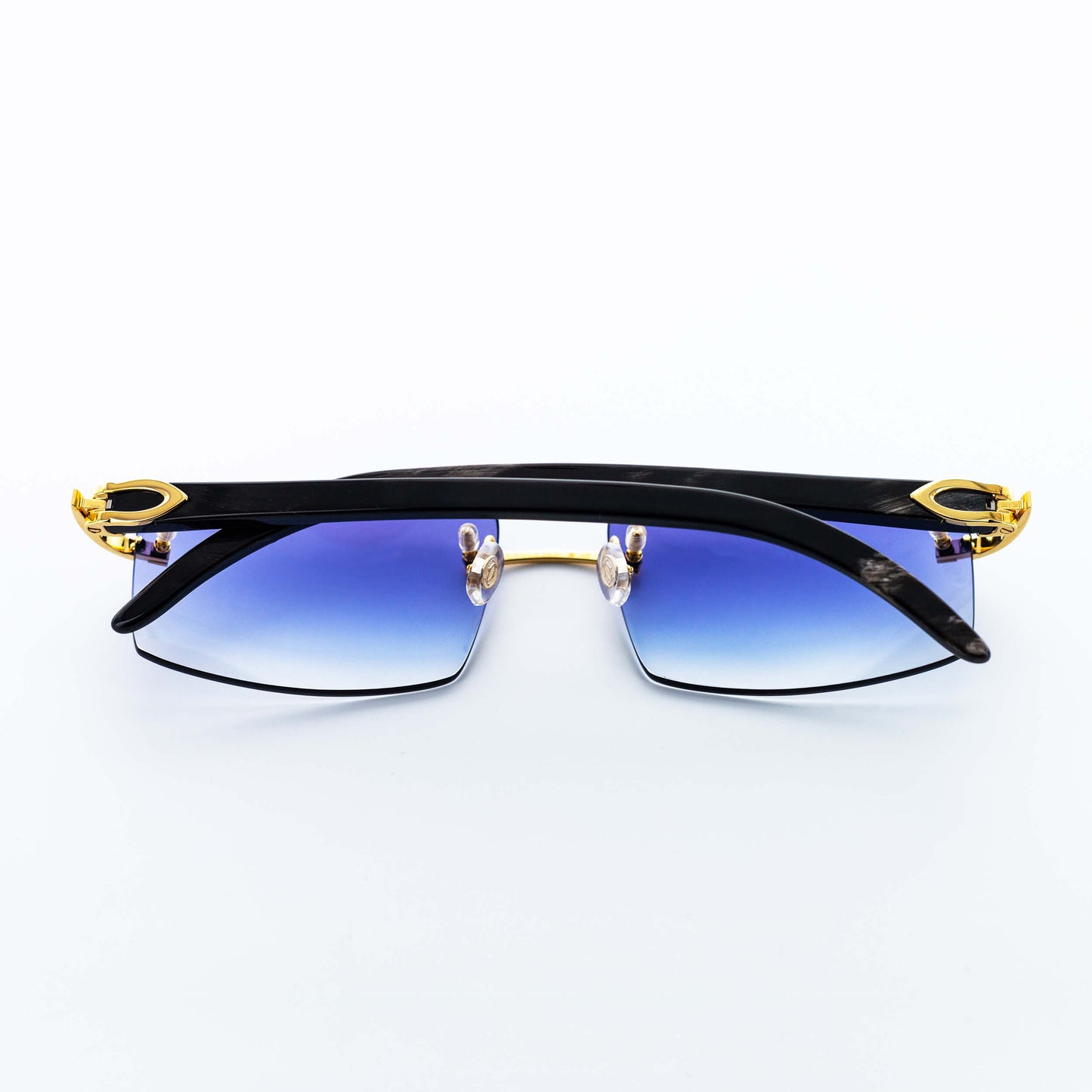 Cartier Black Horn Sunglasses, Gold Detail, Purple Lens CT0049O-001