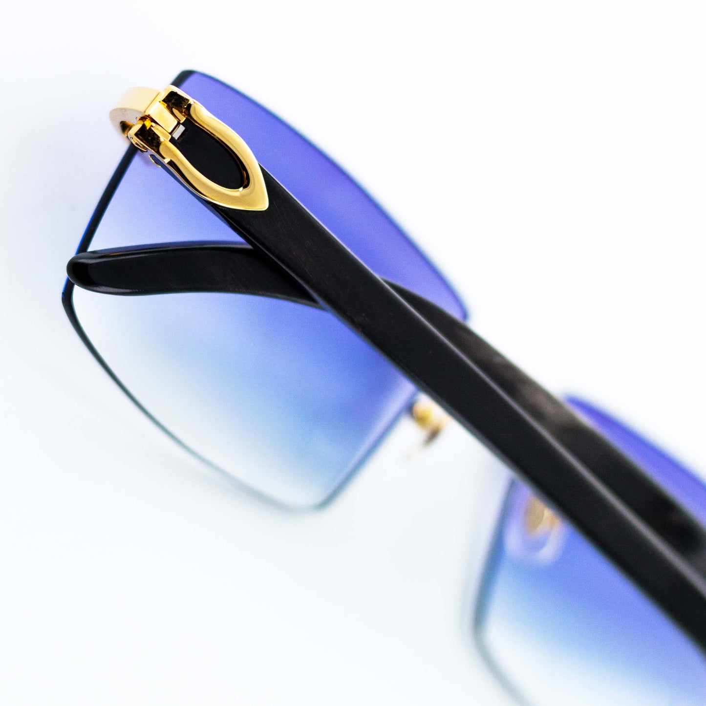 Cartier Black Horn Sunglasses, Gold Detail, Purple Lens CT0049O-001