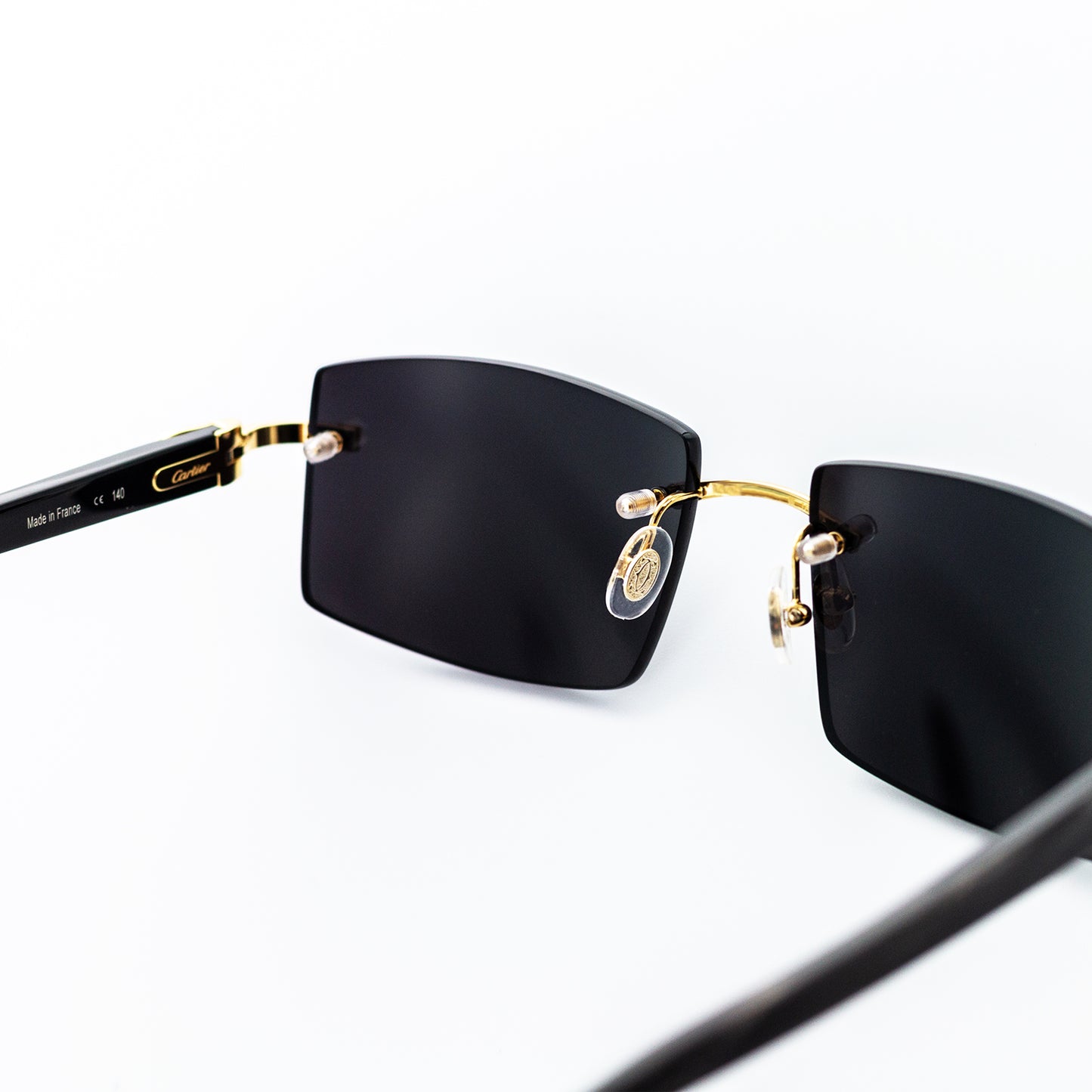 Cartier Black Horn Sunglasses, Gold Detail, Blackout Lens CT0049O-001
