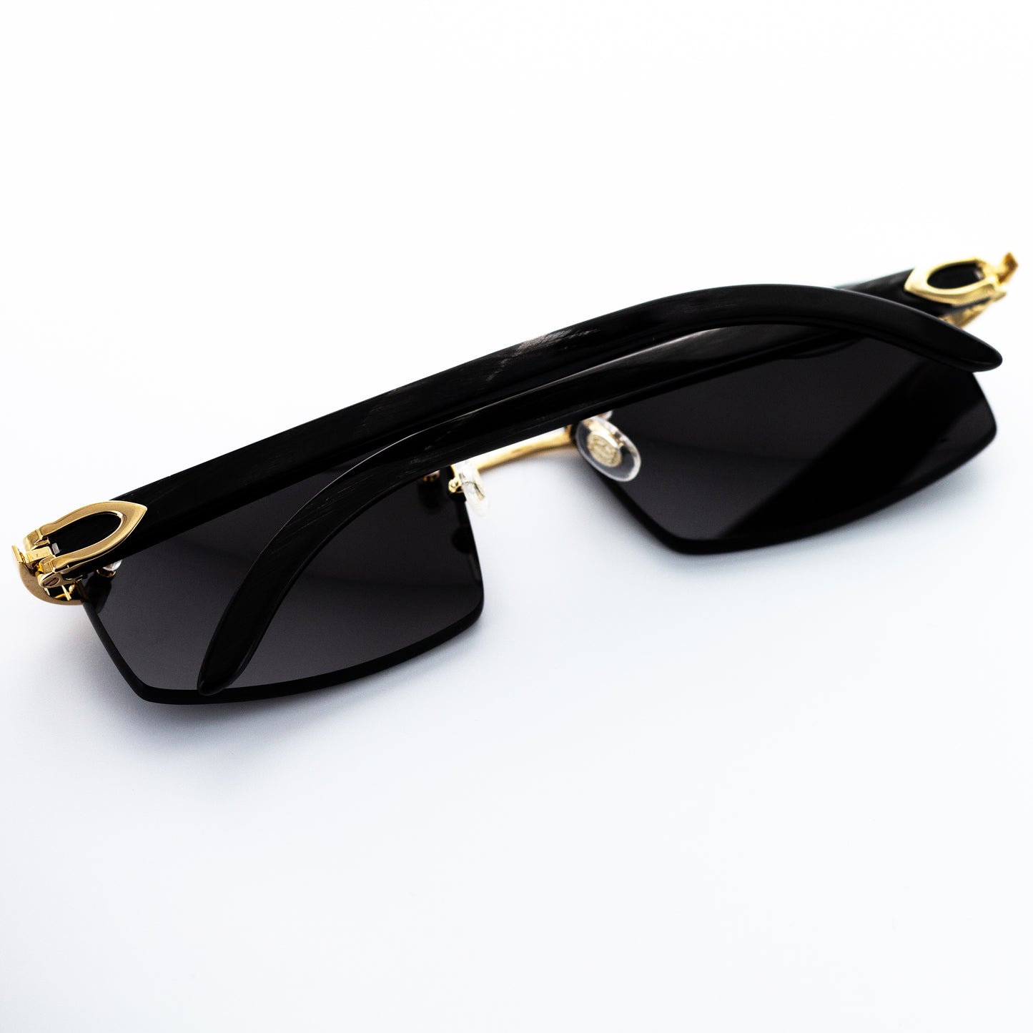 Cartier Black Horn Sunglasses, Gold Detail, Blackout Lens CT0049O-001