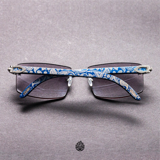 Custom Blue Paisley Wood Glasses