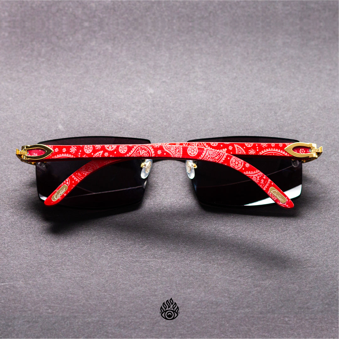 Custom Red Paisley Wood Glasses