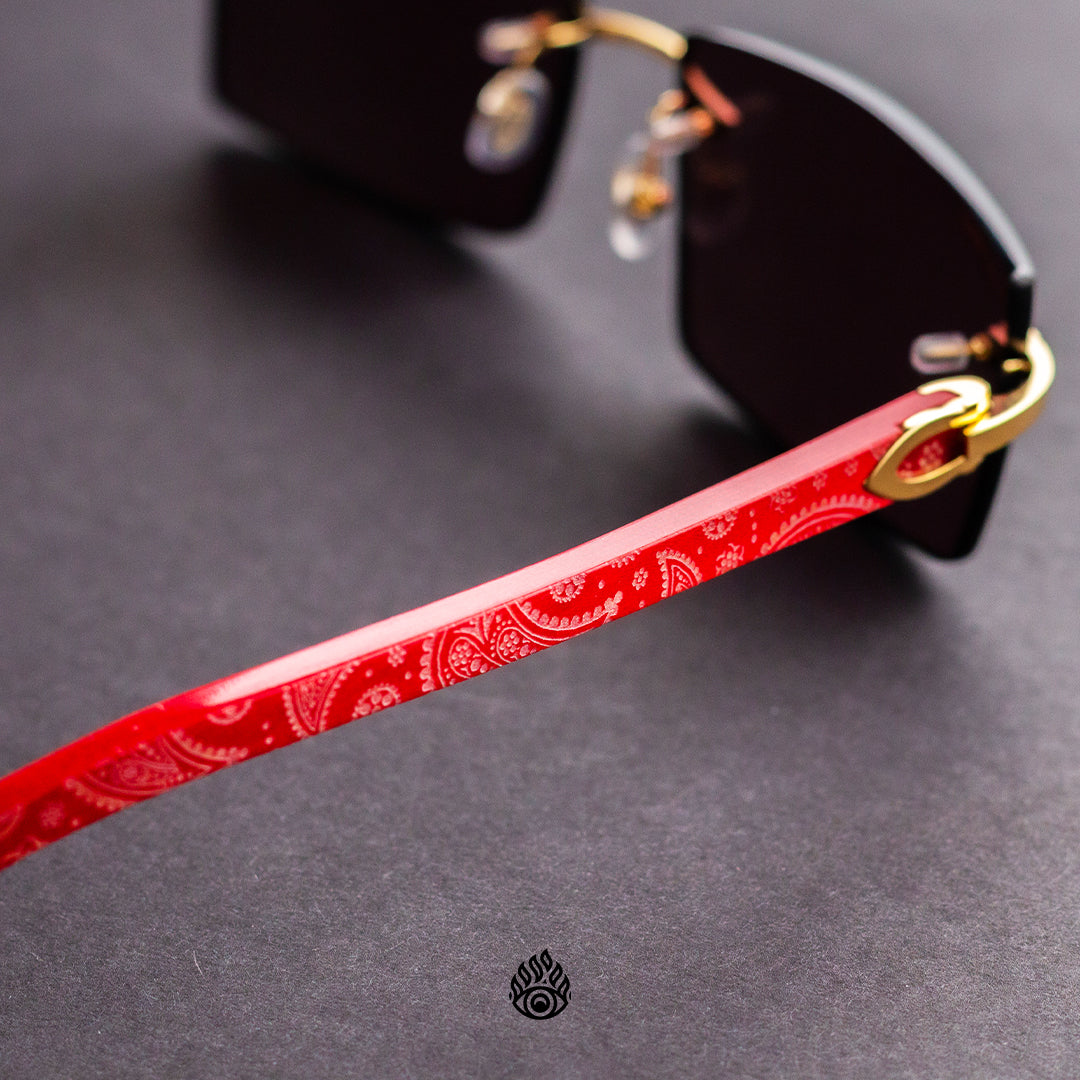 Custom Red Paisley Wood Glasses