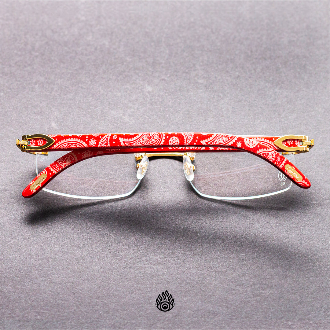 Custom Red Paisley Wood Glasses