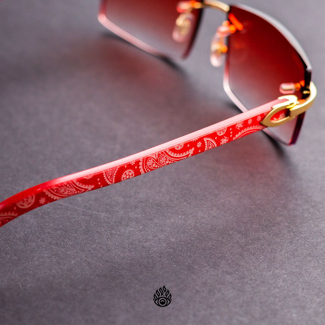 Custom Red Paisley Wood Glasses All Eyes On Me