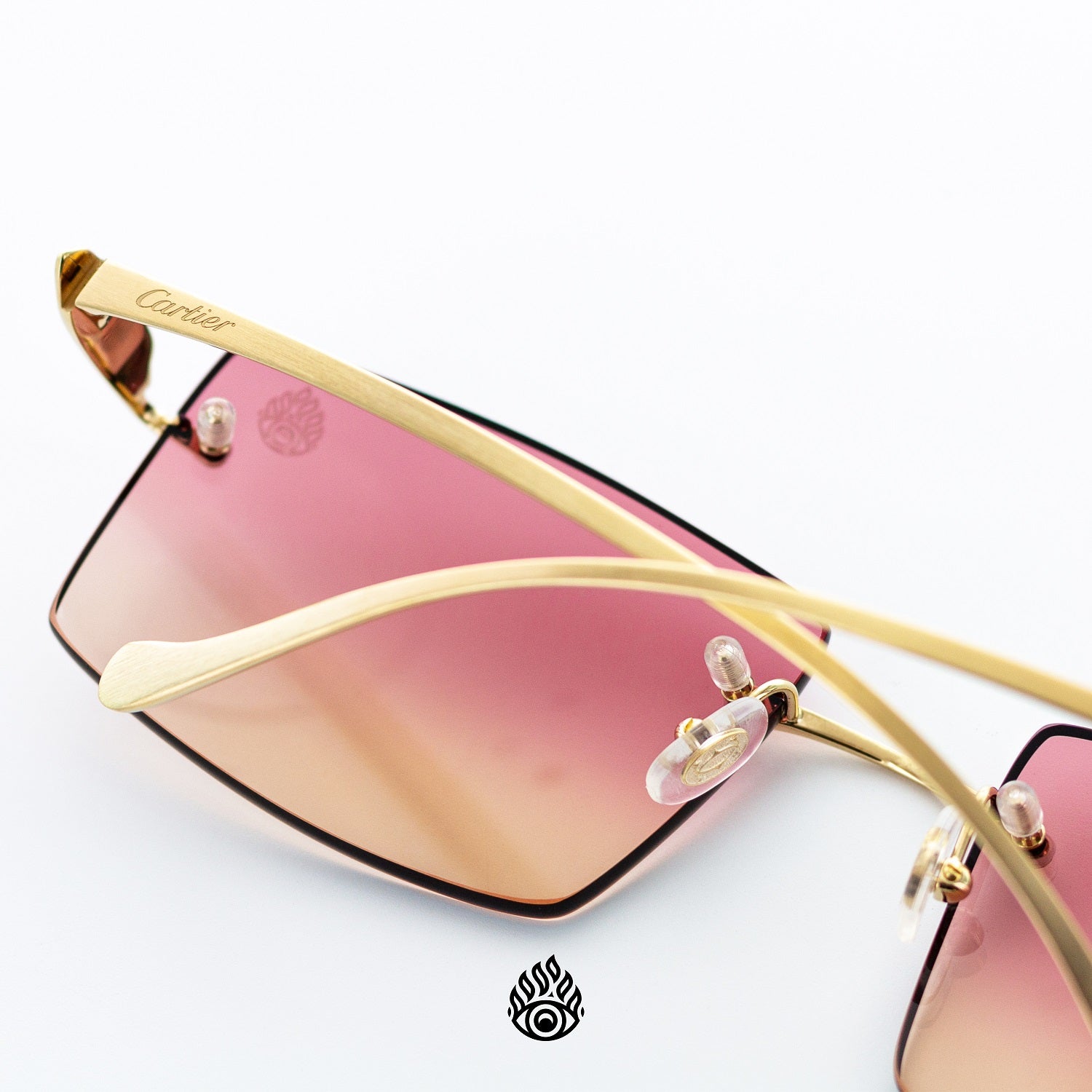 Panth re De Cartier Glasses with Gold Detail Sunset Lens