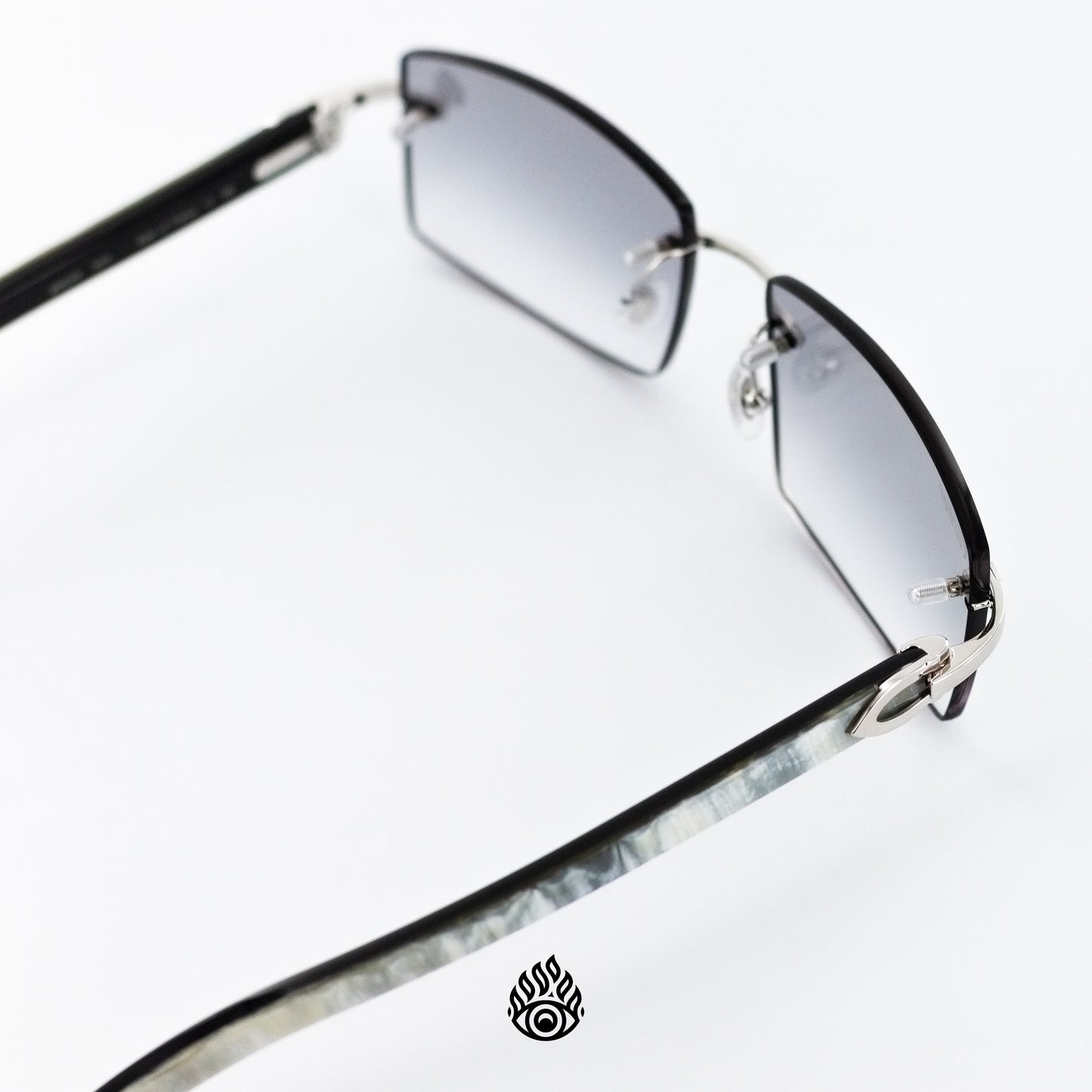 Cartier White Horn Glasses with Platinum Detail & Gradient Grey Lens CT0046O-002