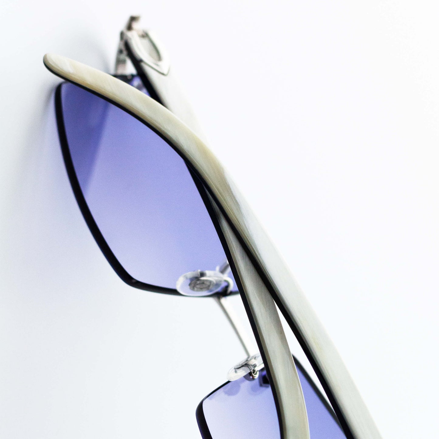 Cartier White Horn Glasses with Platinum Detail & Smoke Purple Lens CT0046O-002