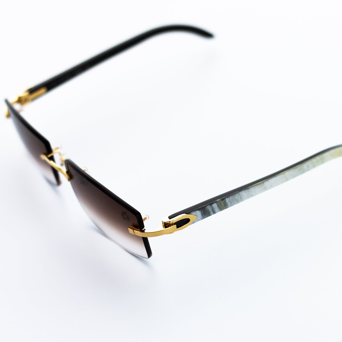 Cartier White Horn Sunglasses, Buffs, with Gold Detail & Gradient Brown Lens